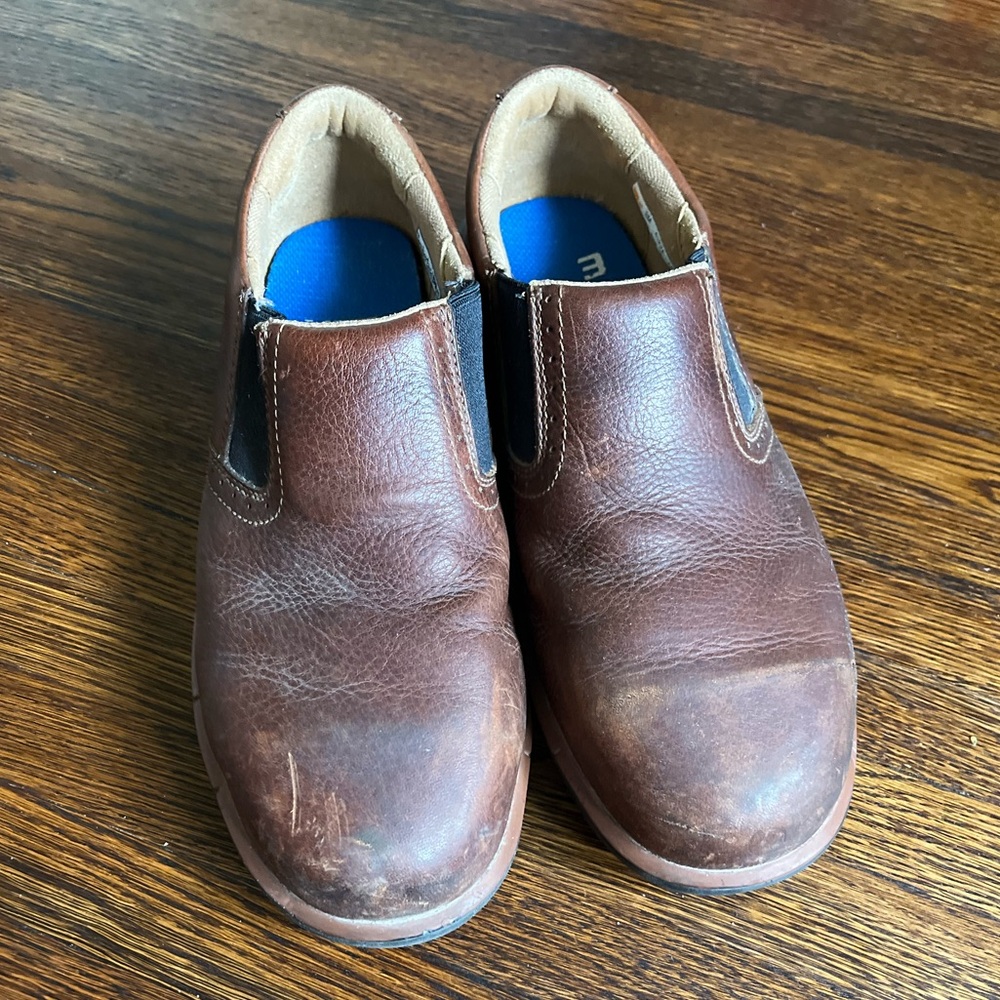 Men's Timberland PRO Sensorflex Brown Leather Slip-On Work Shoes. Protective toe